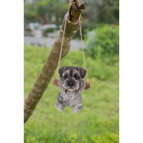 Hi-Line Gifts Hanging Schnauzer Puppy Outdoor Garden Statue - 5" - Gray and White