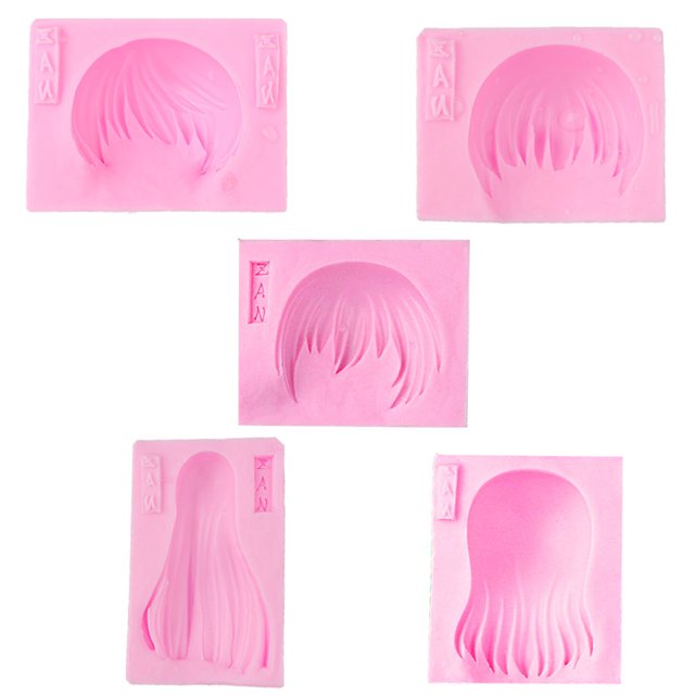 unids/set chica muñeca pelo en forma de arcilla molde mujeres peinado silicona Fondant moldes de pasta de goma herramienta de decoración de pasteles molde de arcilla polimérica de papel
