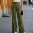 thumbnail image 3 of Women's High Waisted Wide Leg Dress Work Pants | Business Casual Office Trousers, Elastic Waist Pleated Dressy Flowy Palazzo Slacks, Fall Summer Teacher Interview Outfits, M, 3 of 4