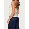 thumbnail image 3 of Women Y2K Polka Dot Pleated Camisole Sheer Mesh Spaghetti Strap Tank Top Lace Trim V Neck Bustier Cami Tops Streetwear, 3 of 6