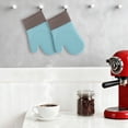 thumbnail image 3 of Unique Bargains 2pcs Soft Silicone and Cotton Heat-Resistant Oven Mitts Blue 11.2" x 7.7", 3 of 7