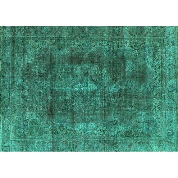 Ahgly Company Machine Washable Indoor Rectangle Oriental Turquoise Blue Industrial Area Rugs, 2' x 3'