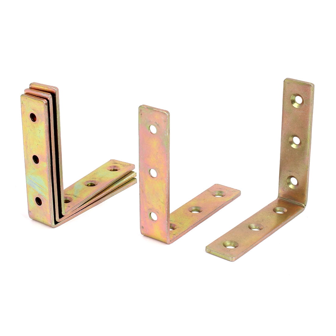Uxcell 3.1" Metal Brass Tone 90 Degree Right Angle Shelf Bracket, 5 Pcs