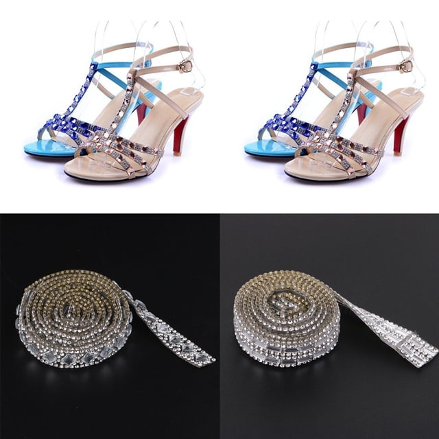 1 de de Imitación con Adornos de de de Imitación de Cristal, Cinta Adhesiva de Hierro en Apliques, Cadena Brillante, Hugo Cystal Rhinestone Ribbon