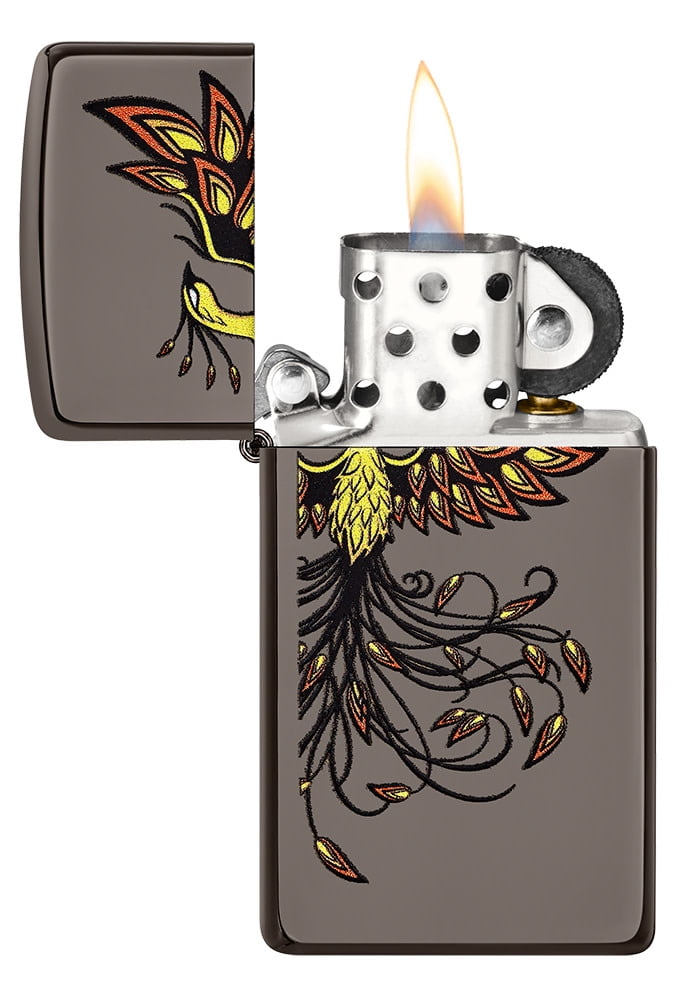 Zippo Phoenix Design Slim Black Ice Pocket Lighter