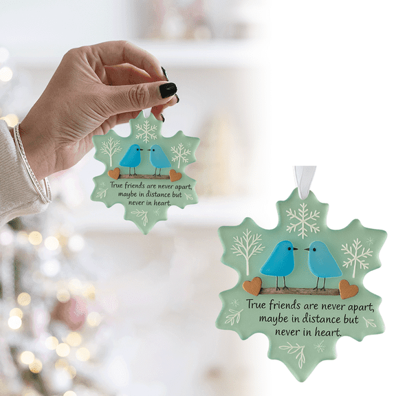 Snowflake Shaped Sea Glass Art Friendship Ornament,Friendship Gifts for Women,Pendant Friendship Christmas Tree Hanging Ornaments,Best Friend Ornaments 3.14 Inch