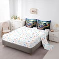 thumbnail image 4 of Erosebridal Truck Bed In A Bag With Sheets,Cartoon Dinosaur Bedding Set Cool Dino Car Twin Comforter Set 7 Piece Green Tropical Botanical Wildlife Sheet Set With Comforter, 4 of 5