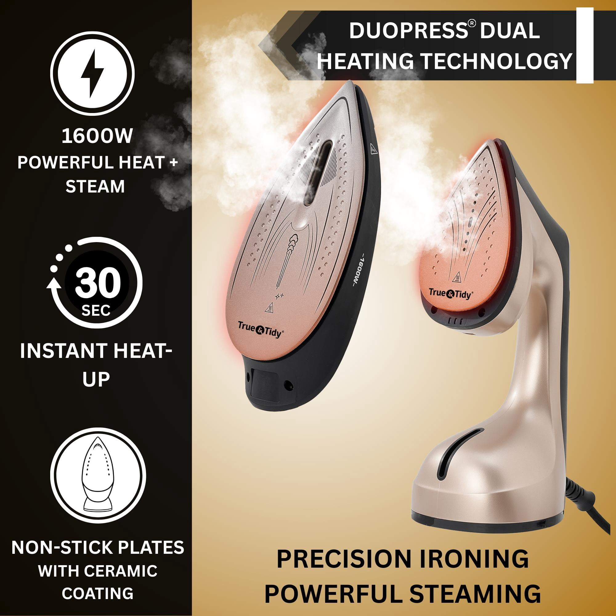 1600W True & Tidy Gold XL Iron and Steamer with Digital Screen and Detachable Ironing Plate