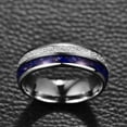 thumbnail image 4 of JQUEEN 8mm Silver Tungsten Wedding Rings Lapis Lazuli Grains + Imitation Meteorite Silver, 4 of 5