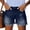 Dark Blue, variant on JoveMarine Women's Stretch Slim Fit Distressed Jean Shorts - Color Denim Shorts for Hot Summer Days Breathable Lightweight Trendy,Black L