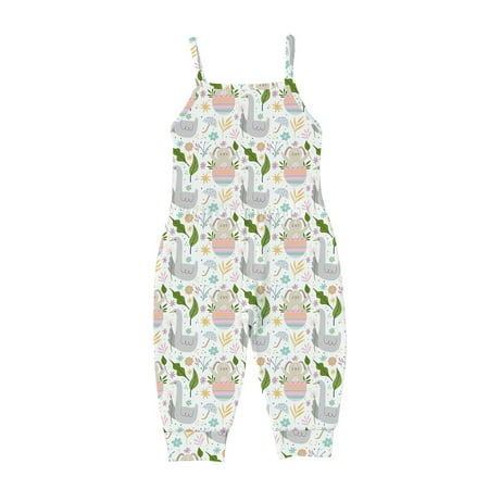 

SELONE 1-5Years Easter Happy Baby Girl Clothes Toddler Kids Boys Girls Easter Flowers Print Suspenders Romper Jumpsuit Graphic Bunny Gnomes Easter Eggs Printing Camisole Sleeveless Multicolor 1Years
