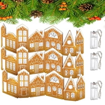 DIY Foldable Christmas Gingerbread House Cardboard Kit with LED Lights, 2026 Make a Xmas Gingerbread House Craft Decor Kit, Village Home Decorations Gift for Home Cabinets Festival Holiday Party