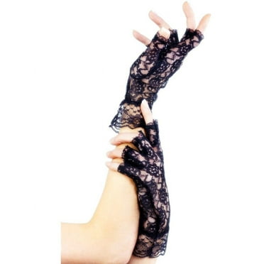 Smiffys Fingerless Lace Gloves Black