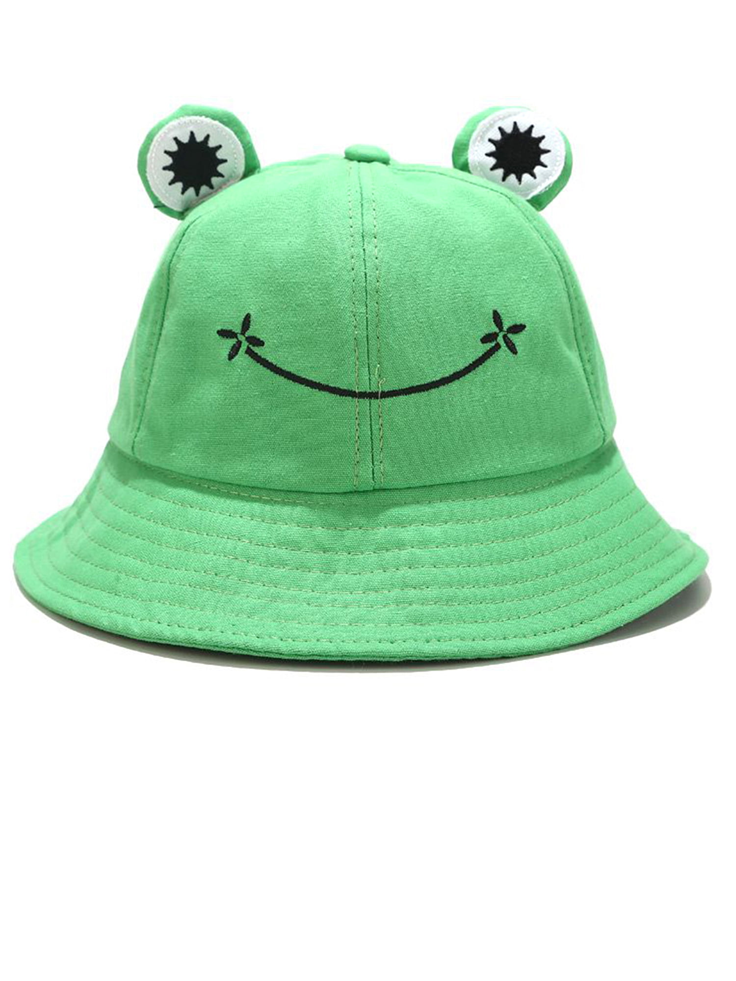 Funny Novelty Outdoor UV Foldable Fisherman Hat Protection Fishing Beach Hat Sun Hat Frog Bucket Hat,Cartoon Cute Frog Bucket Hat for Men & Women 