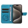 thumbnail image 3 of Dteck Pattern Case for iPhone 15 Pro,Magnetic Leather Butterfly Floral Embossed Flip Case Card Slots Wallet Stand Cover with Wrist Strap for iPhone 15 Pro,Blue, 3 of 7