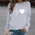 thumbnail image 2 of Bowake T-Shirts de la Saint-Valentin pour Femmes Col Rond Manches Longues T-Shirt Cœur Décontracté Chandail en Molleton Mode Décontracté Cadeaux pour Femmes, 2 of 4