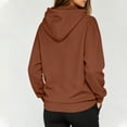 thumbnail image 4 of Resicozy Women Oversized Full Zip Hoodie Long Sleeve Sweatshirts Drawstring Pocket Loose Fall Zip Up Hooded Jacket Brown M, 4 of 8