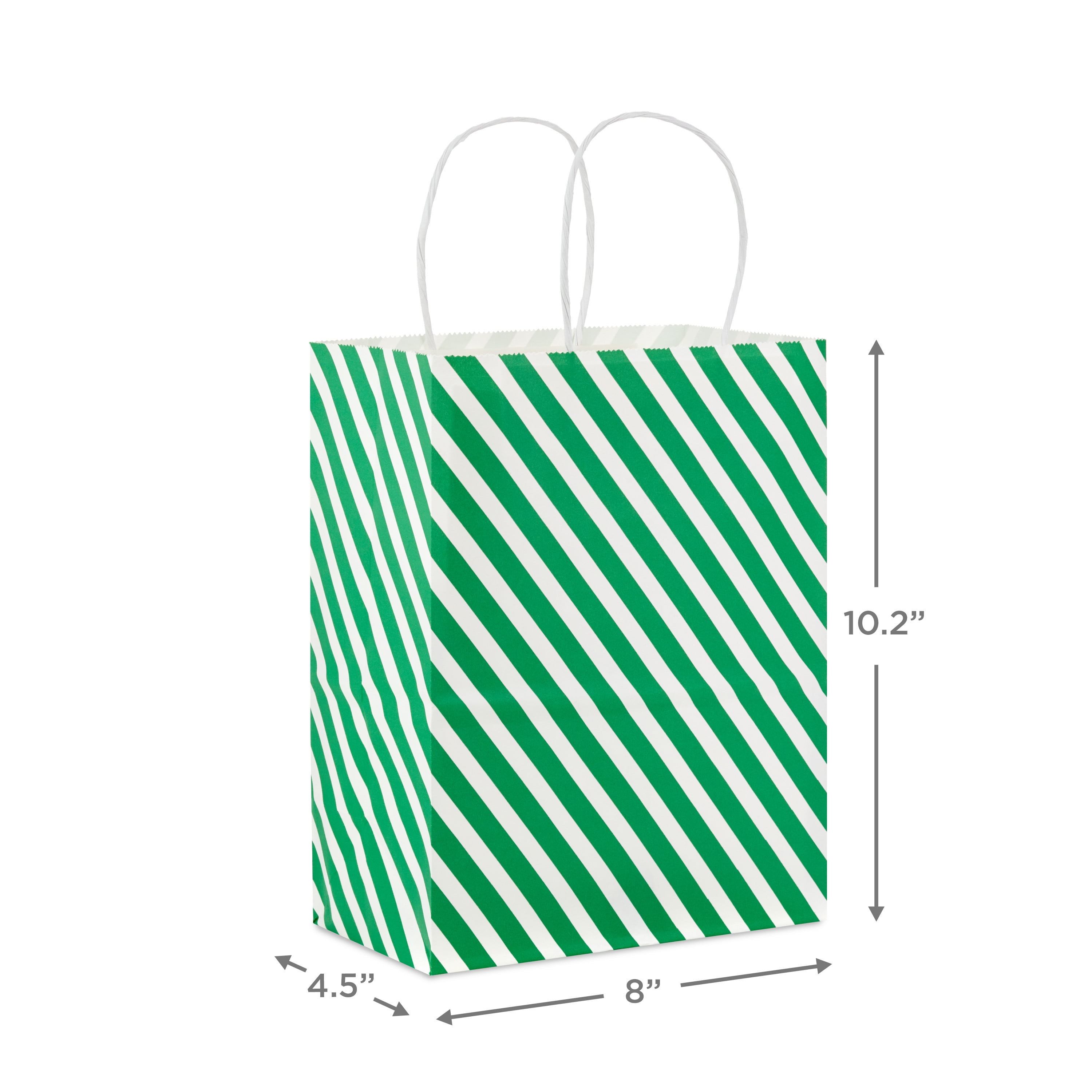 Hallmark Medium Gift Bag (Green and White Diagonal Stripes)