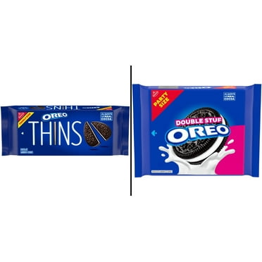 OREO Double Stuf Chocolate Sandwich Cookies Party Size 24.95 oz & Thins Family Size 11.78 oz