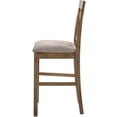 thumbnail image 3 of Weathered Oak Bar Stools Set of 2 with Cross Back, Beige Fabric Counter Height Wood Stools for Kitchen, 3 of 7