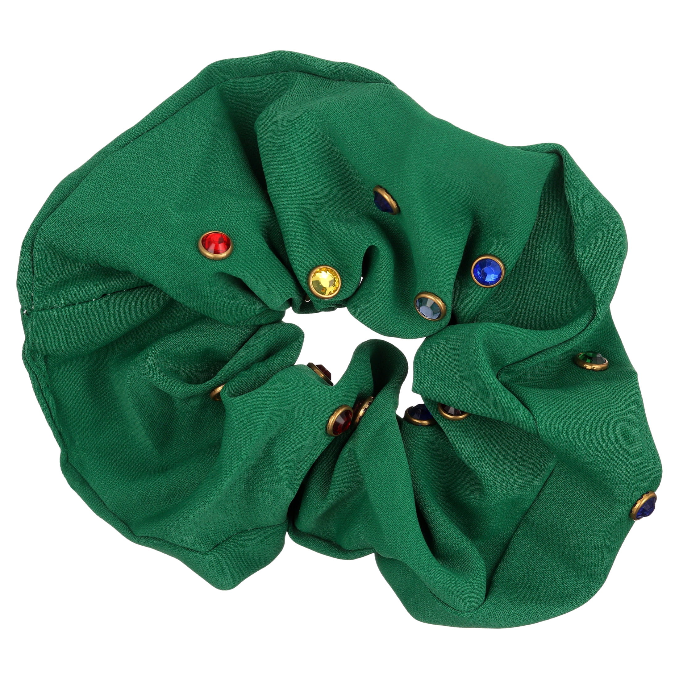 Packed Party “Such a Stud” Rhinestone Studded Green Polyester Hair Scrunchie, Ponytail Holder