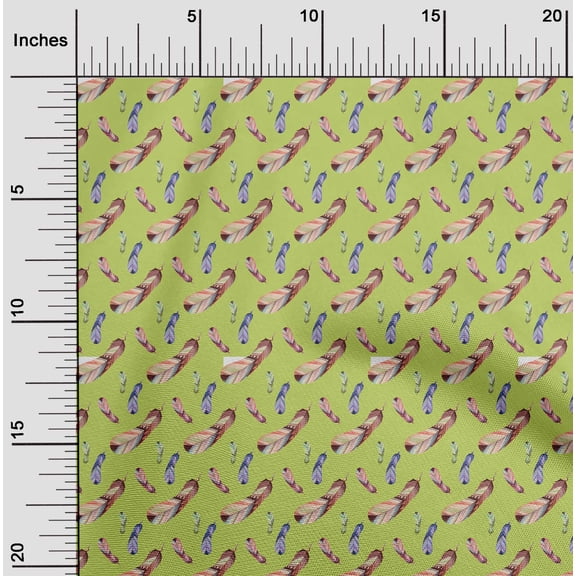 oneOone Cotton Silk Lime Fabric Feather Feather Craft Projects Decor Fabric Printed By The Yard 42 Inch Wide