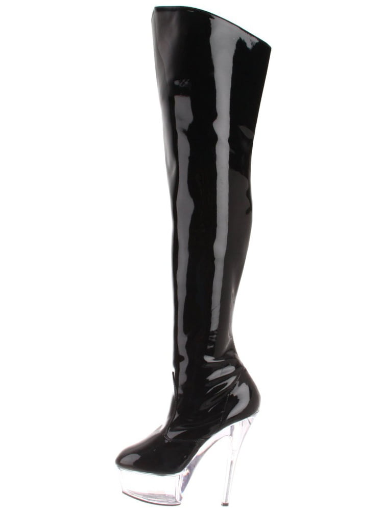 Pleaser High Heel White Patent 6" Platform Thigh High Boots KISS-3010/W/M 