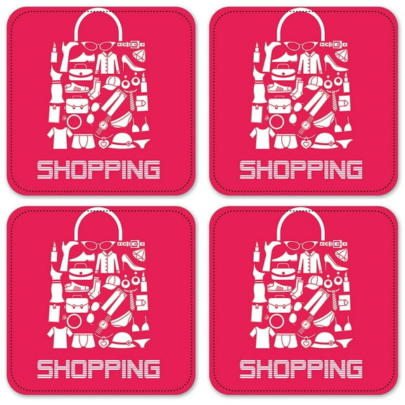 Vinyl Drink Coasters - Set of 4 - Shopping