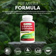 3 Pack Best Naturals L-Arginine L-Citrulline Complex 1000 mg 120 Tablets