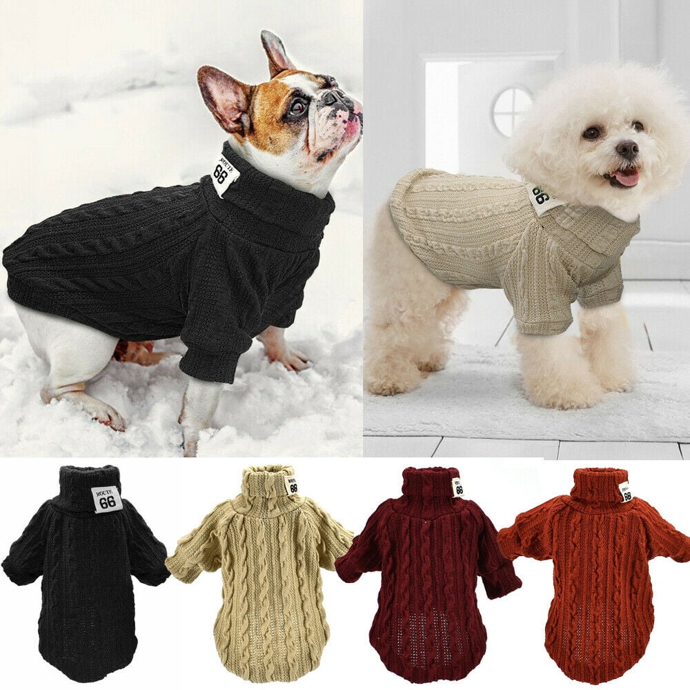 Warm Small Dog Pet Clothes Coat POLO Neck Sweater Chihuahua CHRISTMAS Jumper S M 