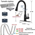 thumbnail image 2 of Grifo de Cocina de Acero Inoxidable Extraible +1 Tapete +1 Paño Limpieza - Grifo Llaves para Fregadero de Cocina de Agua Caliente y Fría Llave Mezcladora, con 2 Mangueras Interfaz 1/2 - Negro, 2 of 9