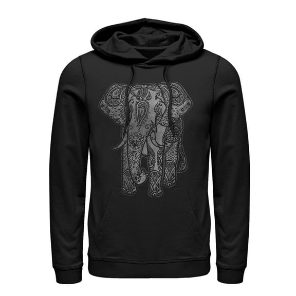Men's Lost Gods Elephant Print  Pull Over Hoodie Black X Large