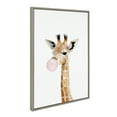 thumbnail image 2 of Kate and Laurel Sylvie Bubble Gum Giraffe Framed Canvas Wall Art by Amy Peterson Art Studio, 23x33 Gray, Decorative Zoo Animal Art for Wall, 2 of 9