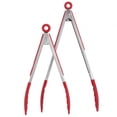 thumbnail image 1 of Pinzas antiadherentes para alimentos, pinzas para servir pan, herramientas para asar y cocinar (rojo), 2 uds., 1 of 14