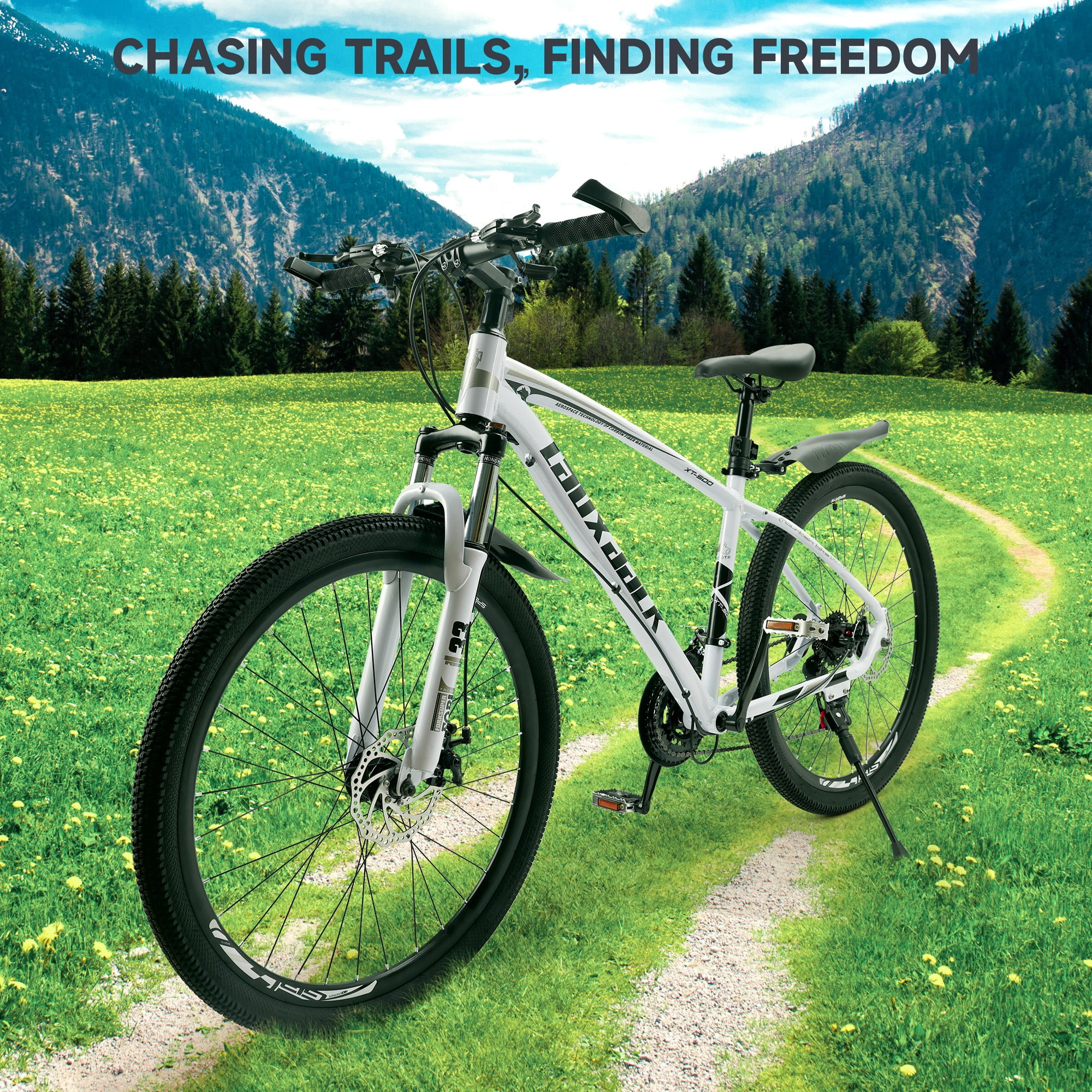 Mountain Bike, 27.5 Inch Shimano 21 Speed, Dual Disc Brake Bike for Men Womens Adult, Front Suspension Bicycle