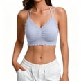 thumbnail image 3 of PNTUTB Bras for Women Back-Highlighting Lingerie Lace Bandeau Double-Strap Cross-Back Underwear V-Neck Pushing-Up Comfortable Anti-Sagging Bra, 3 of 7