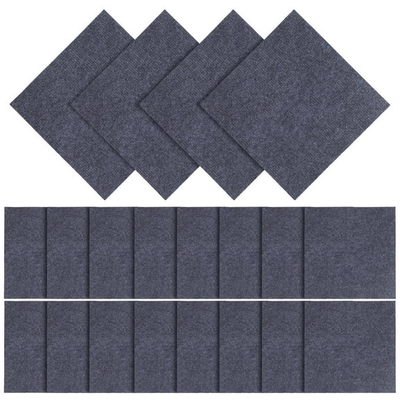 Amosfun 50Pcs Peel and Stick Carpet Tiles Dark Grey Easy Install Wear Resistant Rug