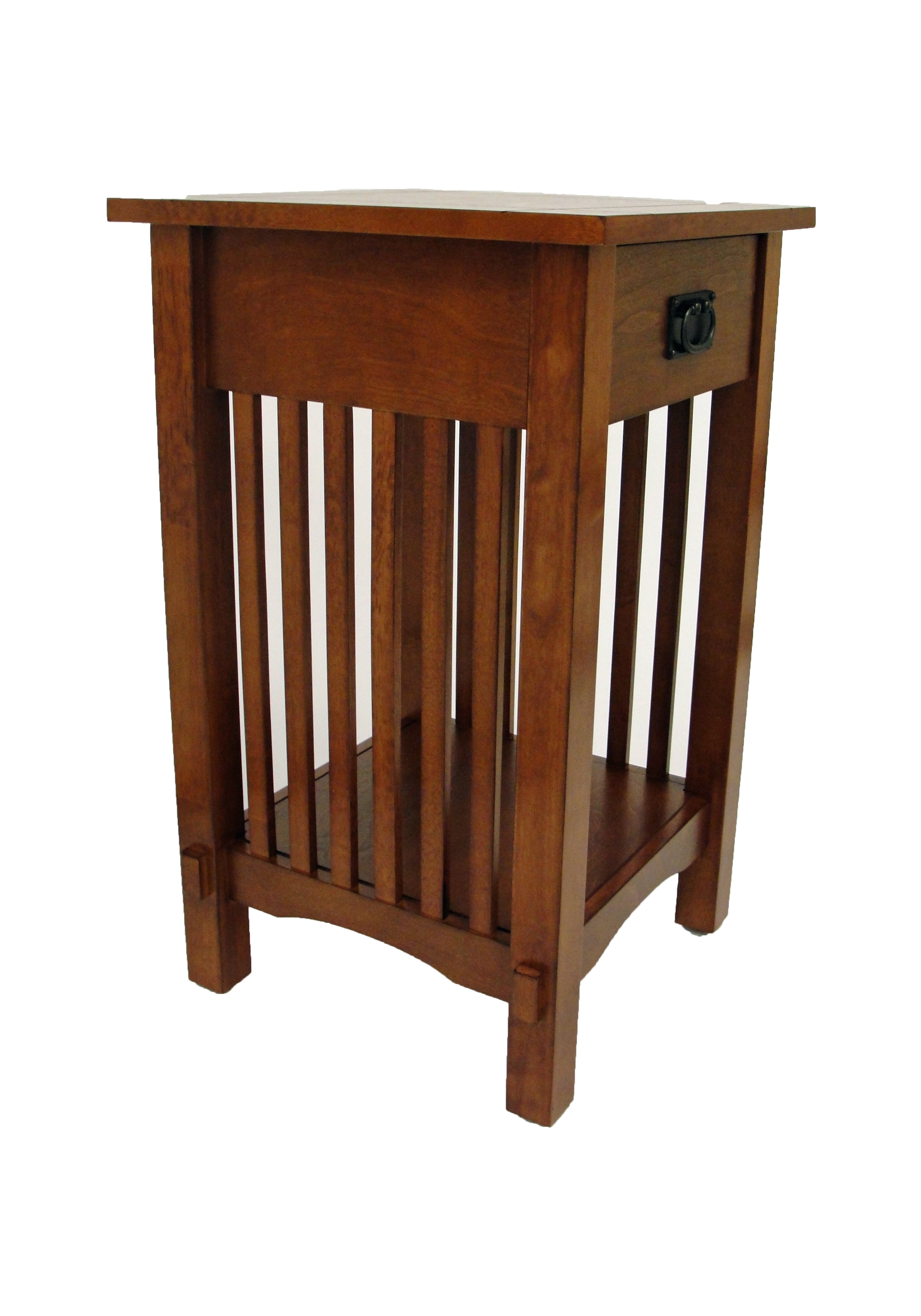 Legacy Decor Mission Style Telephone Night Stand End Table in Antique Oak Finish With Drawer