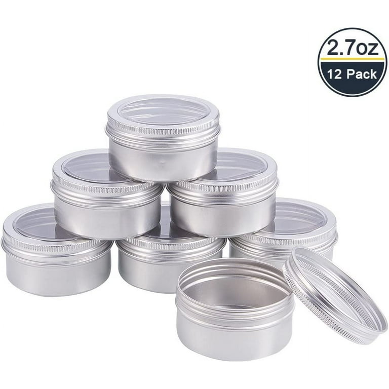 4 oz Metal Tin Cans Round Tin Containers Empty Tin Cans with Clear Top Lid  Spice