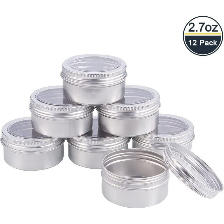 4 Oz Metal Tin Cans round Tin Containers Empty Tin Cans with Clear Top Lid  Spice