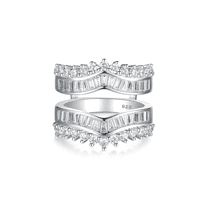 SFTING Wedding Ring Guard Enhancers Stackable Zirconia Half Eternity Curved Band 925 Silver Size 6