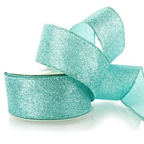 Ribbon Traditions 2 1/2" Wired Glitter Ribbon Aqua - 25 Yards