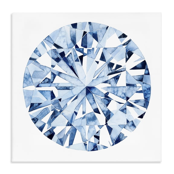 Stupell Industries Contemporary Round White Diamond Watercolor Pattern Canvas Art, 24 x 24, by Grace Popp