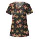 thumbnail image 3 of Blusa de manga corta con cuello en V para mujer, uniforme con bolsillos estampados de Navidad Pompotops hkajfhjk457708, 3 of 3