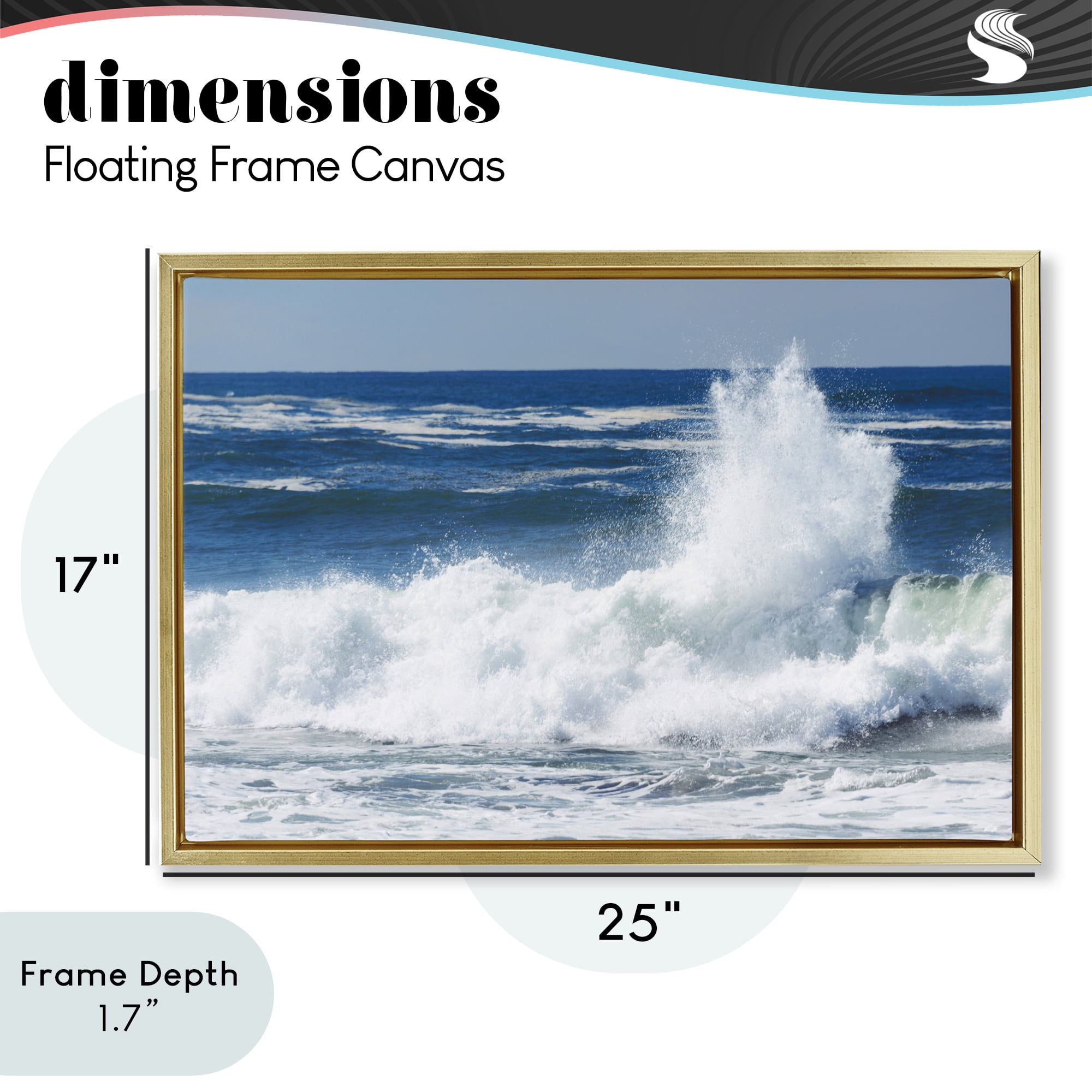 Stupell Industries Crashing Waves Splash Gold Framed Floater Canvas Wall Art, design by JLM Photographs