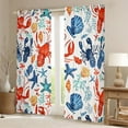 thumbnail image 2 of Erosebridal Colorful Starfish Curtains Pack of 2 (38x45), Red Lobster 30%-50% Black Out Curtains, Marine Seashell Curtains for Living Room, Window Curtains Bedroom Decoration, 2 of 6