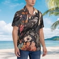 thumbnail image 5 of Goofa Moonlit Crow Blossoms Hawaiian Shirt for Men, Unisex Summer Beach Casual Short Sleeve Button Down Shirts,Aloha Tropical Floral print shirt-, 5 of 9