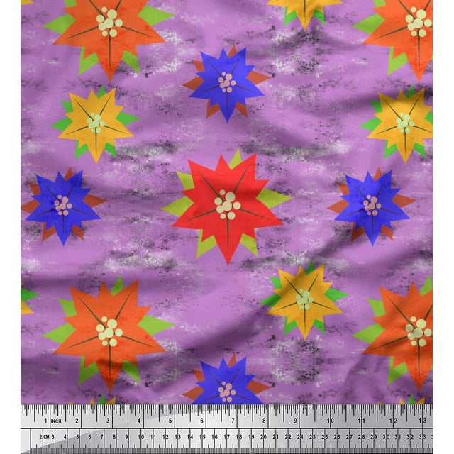 Soimoi Poly Georgette Fabric Paper Flower Art & Craft Print Fabric by Yard 42 Inch Wide