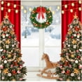 thumbnail image 2 of Christmas Window Curtain Winter Xmas Tree Print Curtains for Living Room Glitter Bokhen Light String Curtains Holiday Decor Rod Pocket Darkening Drapes for Bedroom 84 in x 84 in, 2 of 6