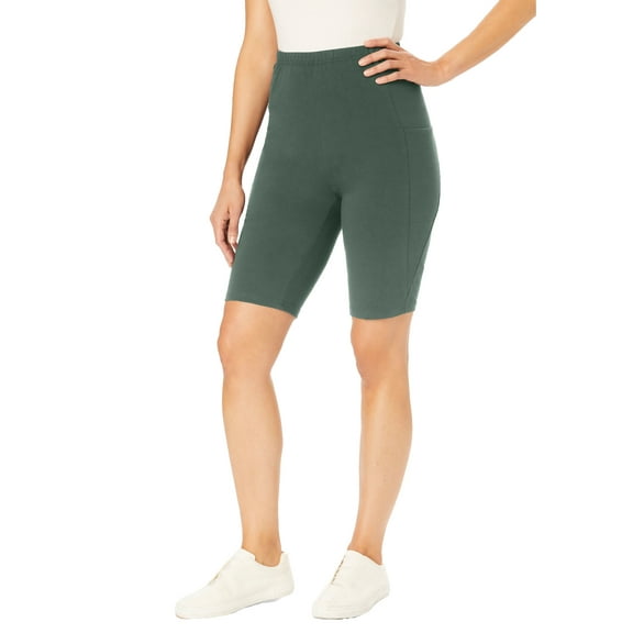 Woman Within Plus Size Stretch Cotton Pocket Bike Short